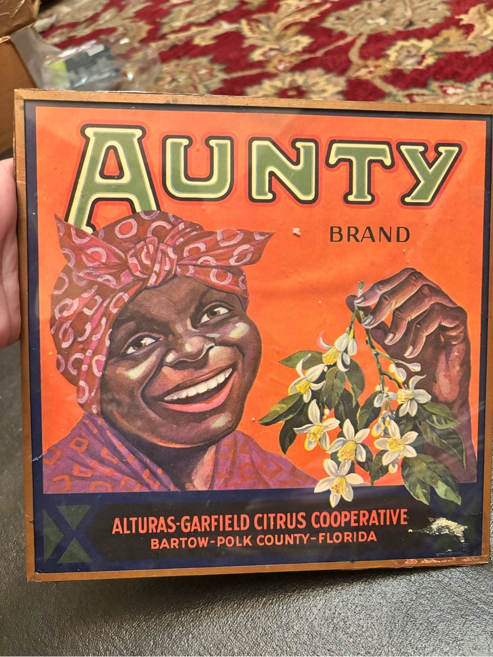 Vintage Aunty Brand Citrus Crate Label, Alturas-Garfield Citrus Co.